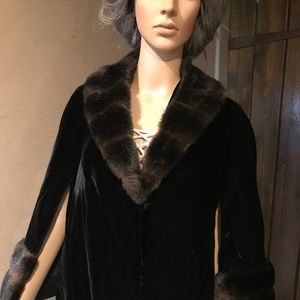 Vintage Velvet & Faux Fur Cape